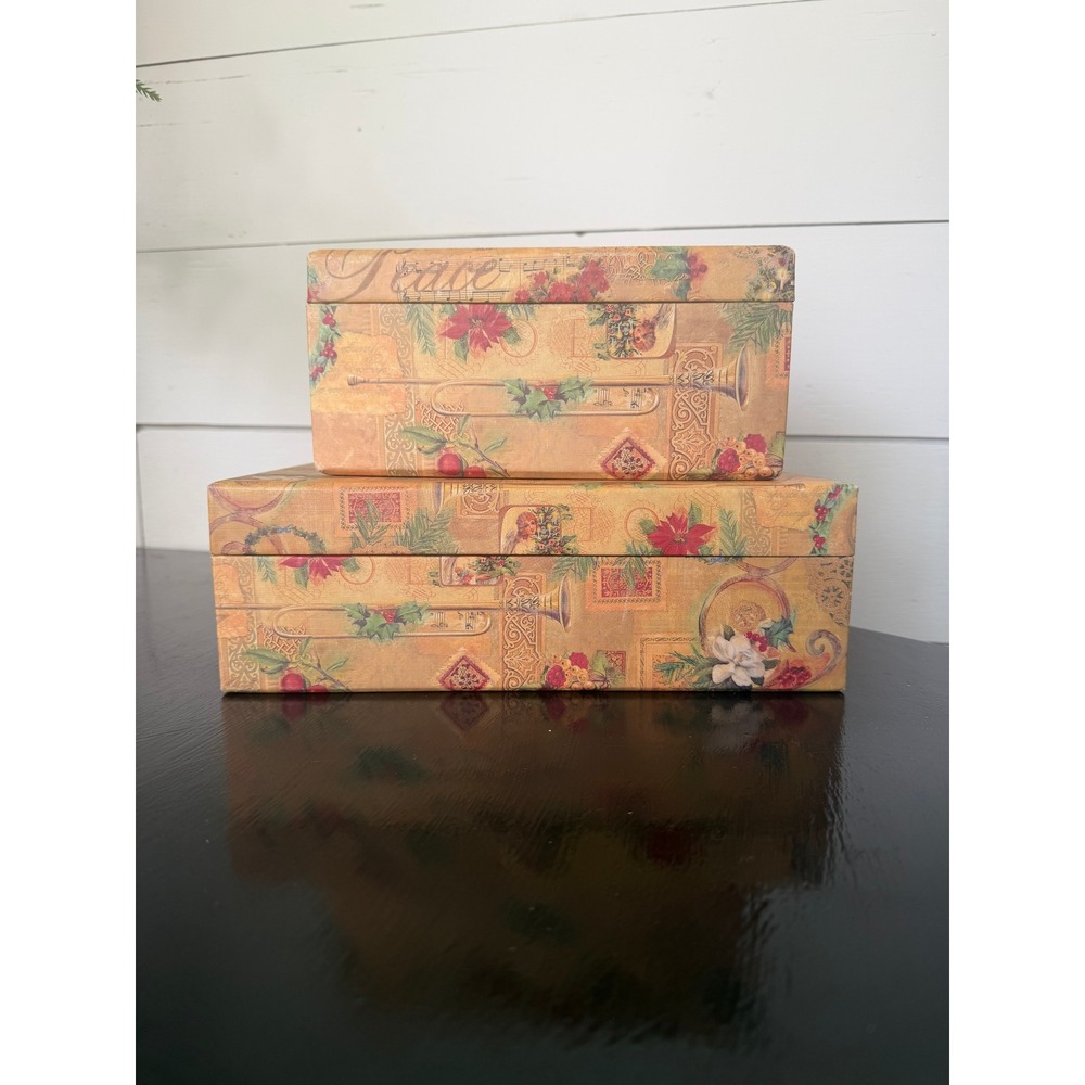 Lang Bobs Boxes Christmas Decorative Storage Box Set of 2 Elizabeth Brownd 2002